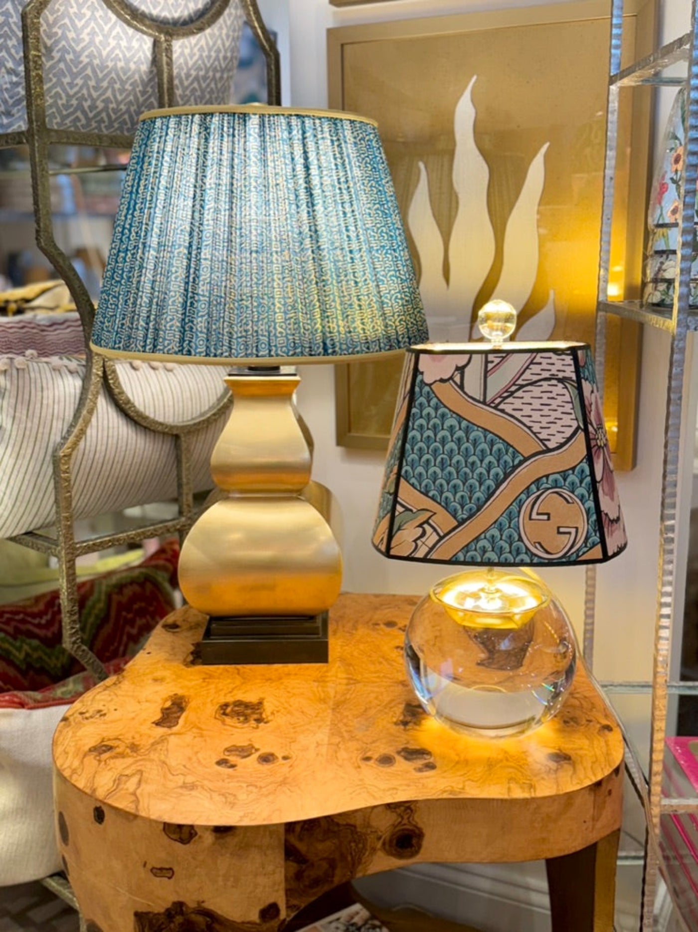 Brass Lamp and sari lampshade