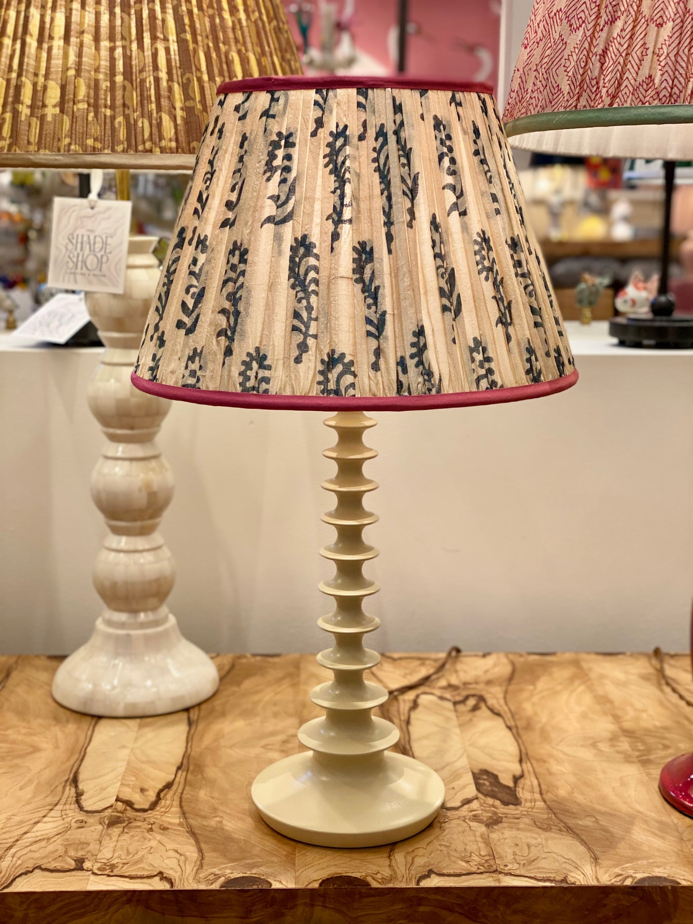 Penny Morrison Blonde Tiered Lacquer Wooden Lamp