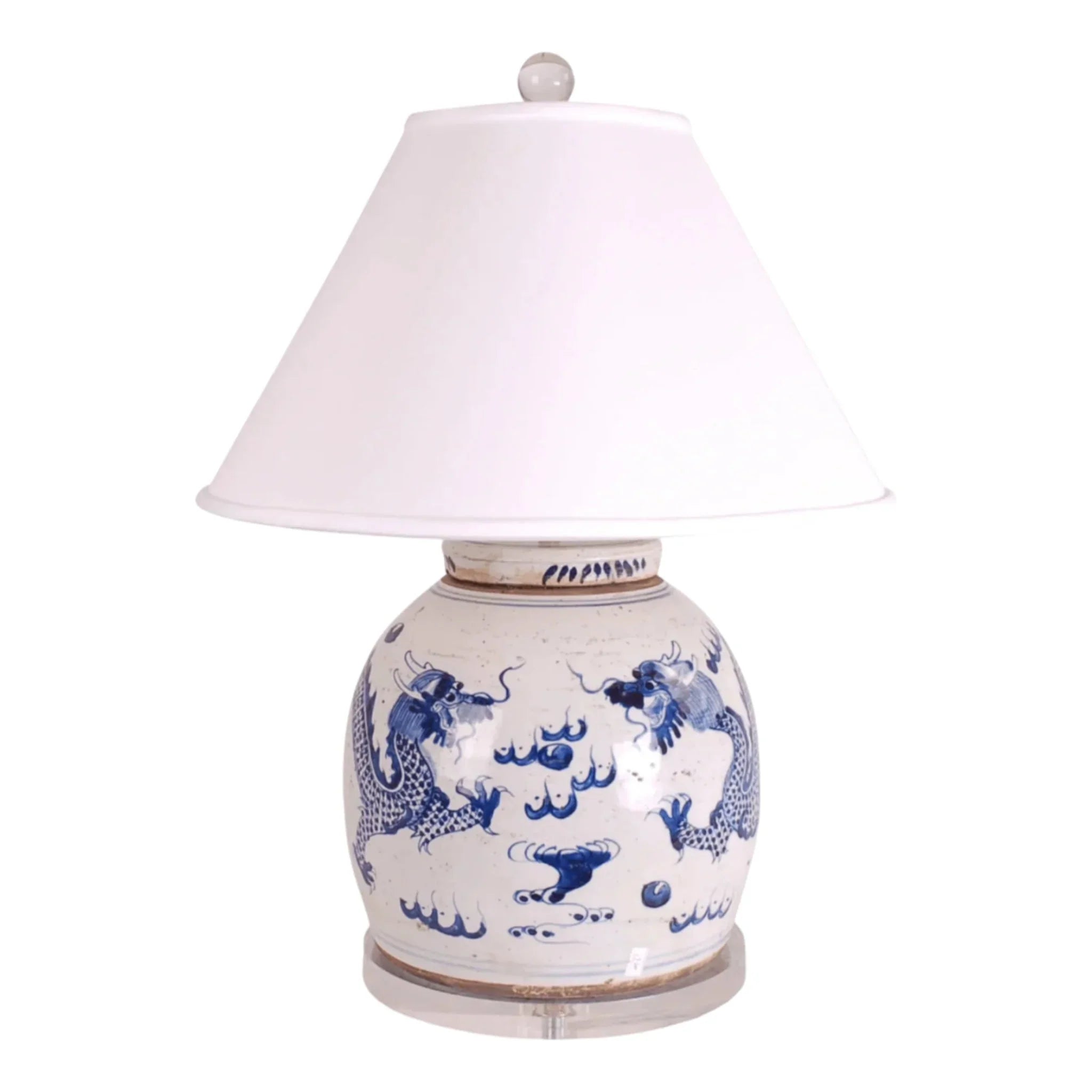 Blue and White Dragon Jar Lamp - Medium