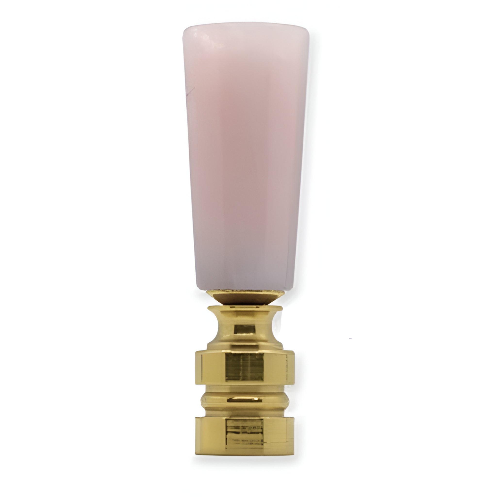 Rose Quartz Cylinder Finial with Polished Brass Base