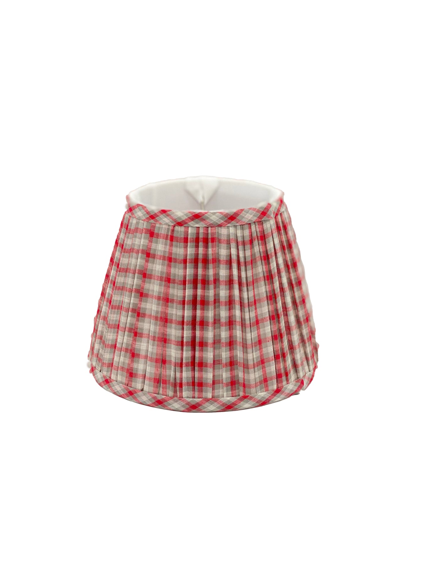 Gathered Red/Grey Plaid Empire Lampshade
