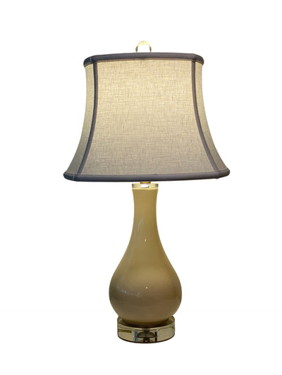 Linen Square Bell Lampshade and Ivory Vase Lamp