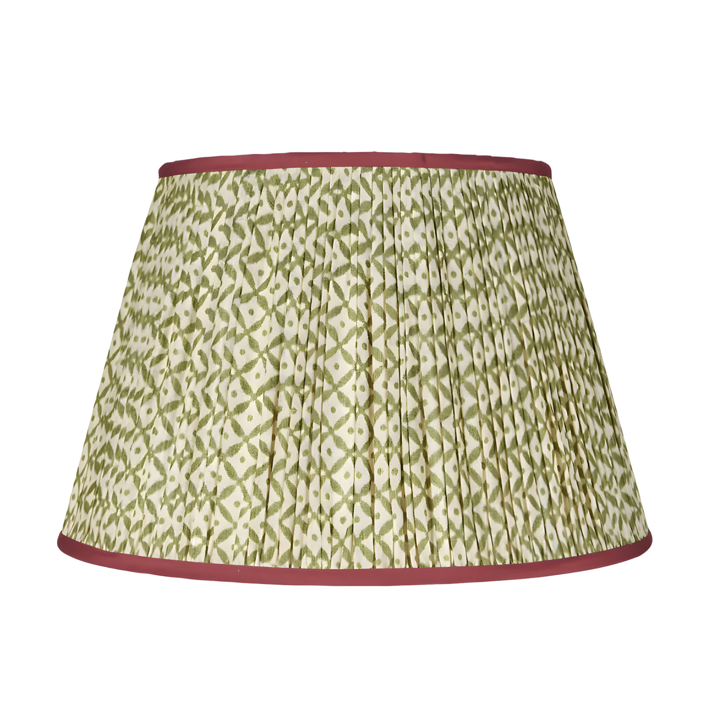 Penny Morrison Green Lampshade with red trim