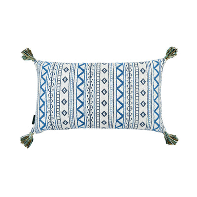Penny Morrison Pillow with Blue and Green Tassels