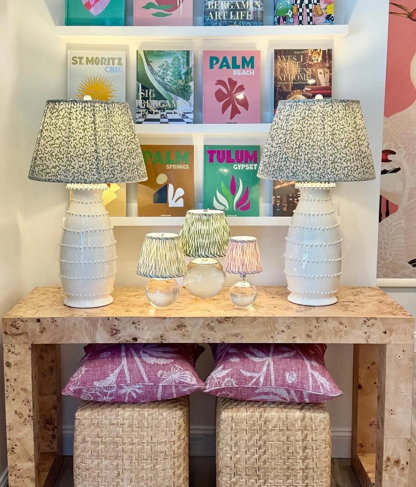 Ian Sanderson Green and Burgundy Briar Rose Dulcie Lampshade