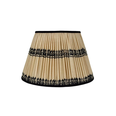 12 in Buff & Black Sari Lampshade with Black Silk Trim