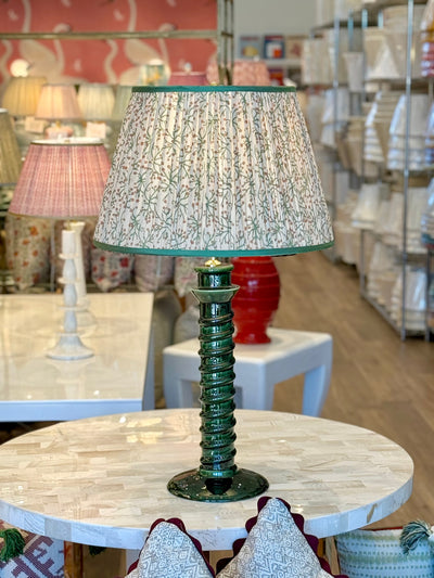 Penny Morrison Green/Cinnamon Juniper Pleated Lampshade with Green Trim