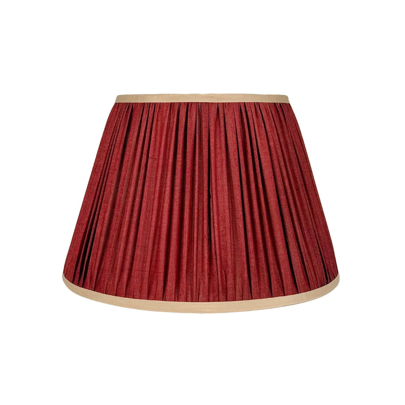 14" Maroon & Beige Sari Lampshade with Gold Silk Trim