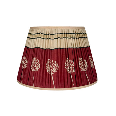 18" Maroon & Beige Sari Lampshade with Gold Silk Trim