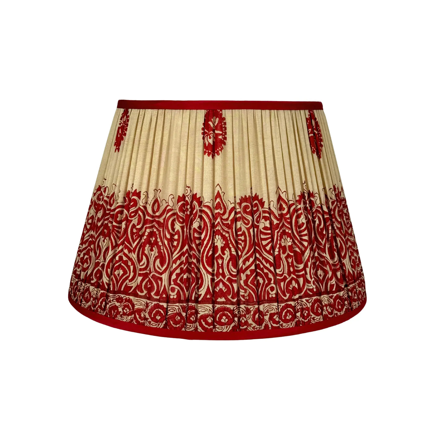 Red & Gold Sari Lampshade with Red Silk Trim