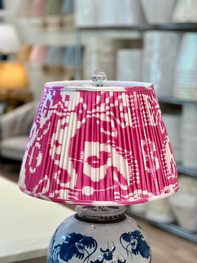 Pink and white ikat lampshade