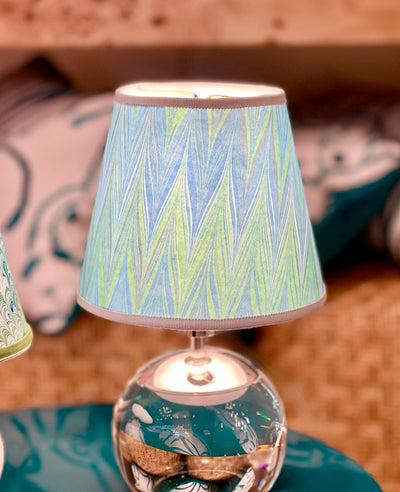 Blue Zig Zag Marbled Paper Lampshade