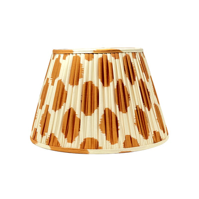 Front view gathered empire lampshade in Orange & Ivory hand-loomed silk Ikat