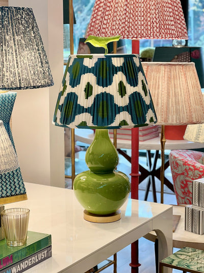Green Gourd Lamp and Ikat Lampshade