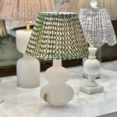 Alabaster lamp and Fermoie wicker lampshade