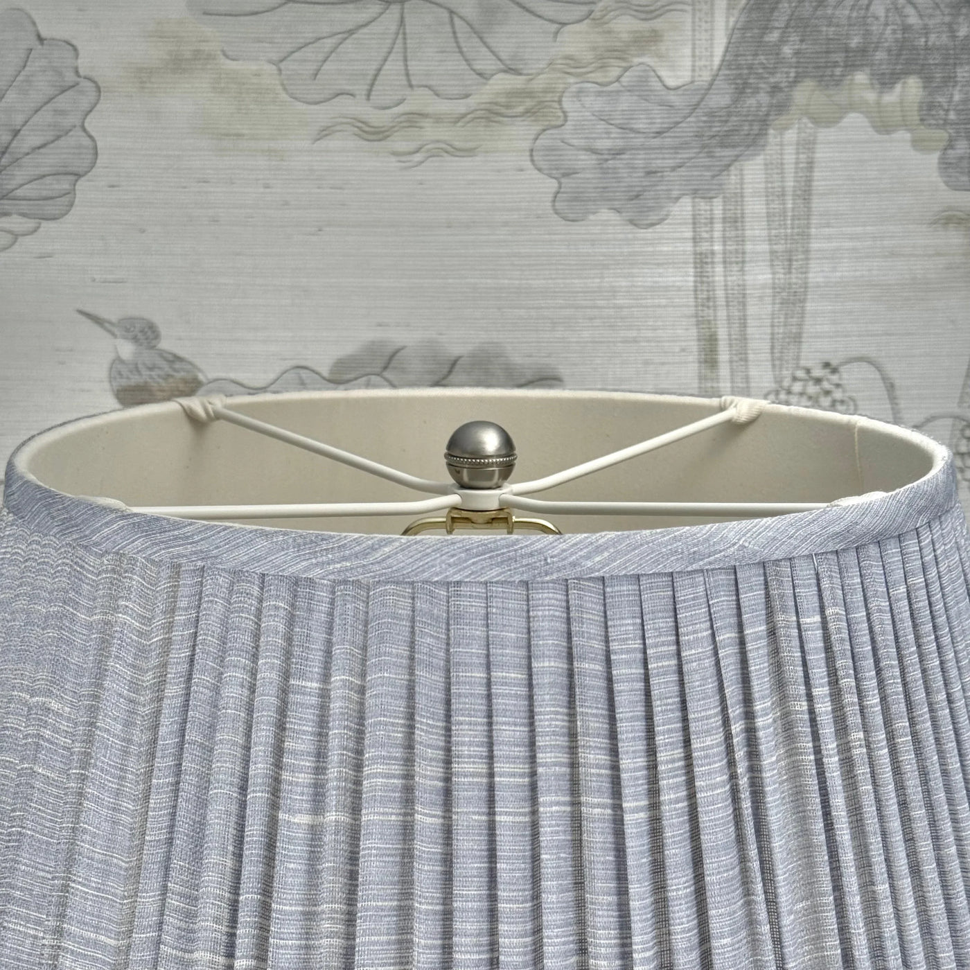 Beaded Ball Finial in Brushed Nickel Close Up