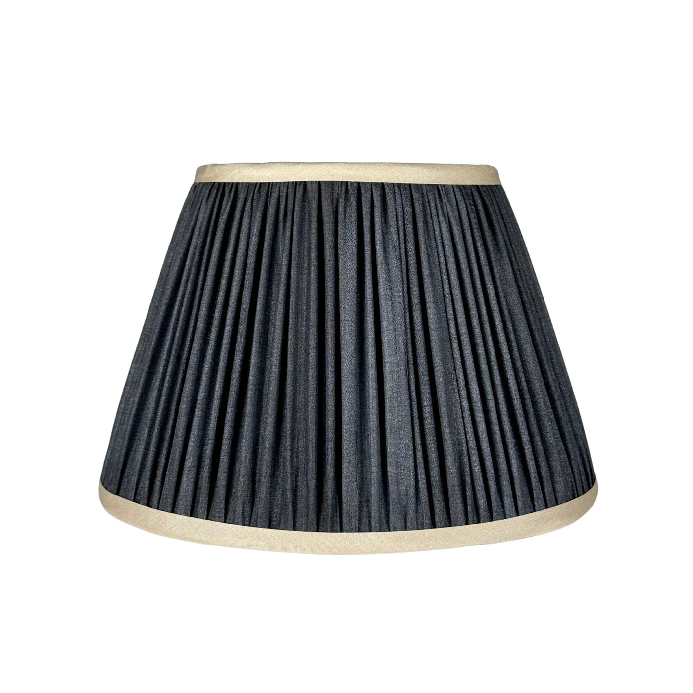 Black Sari Lampshade with Champagne Silk Trim 12 in