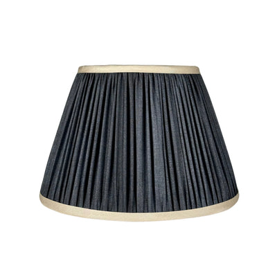 Black Sari Lampshade with Champagne Silk Trim 12 in