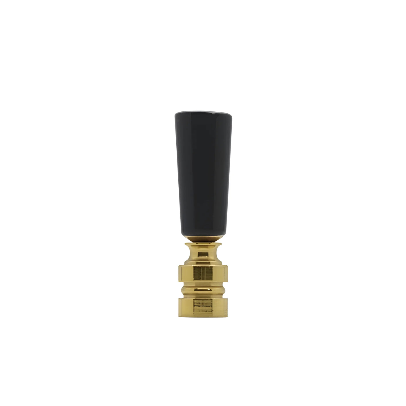 Black Obsidian Cylinder Finial with Polished Brass Base