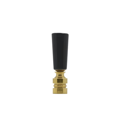 Black Obsidian Cylinder Finial with Polished Brass Base