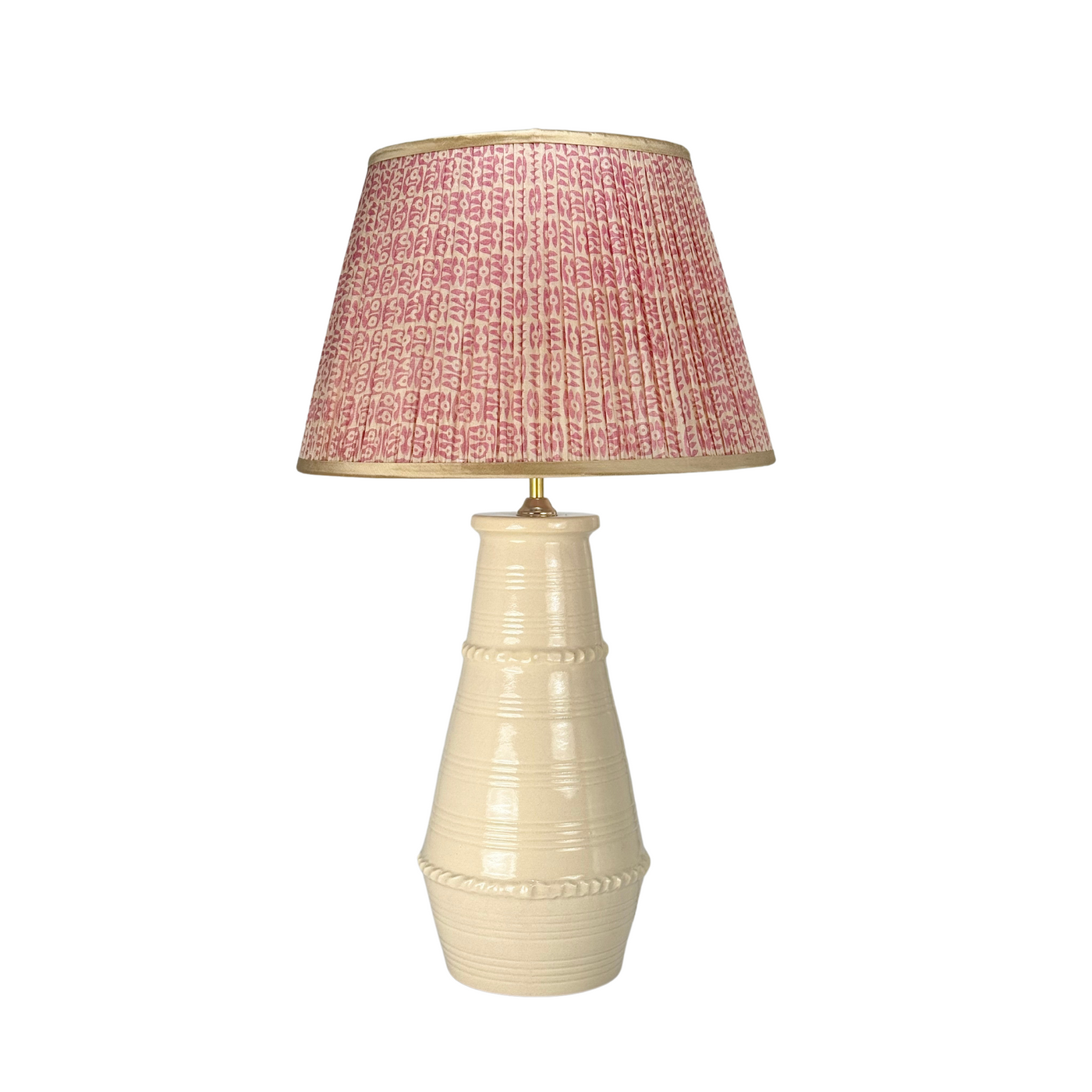 Blonde Ribbed Vase Ceramic Table Lamp