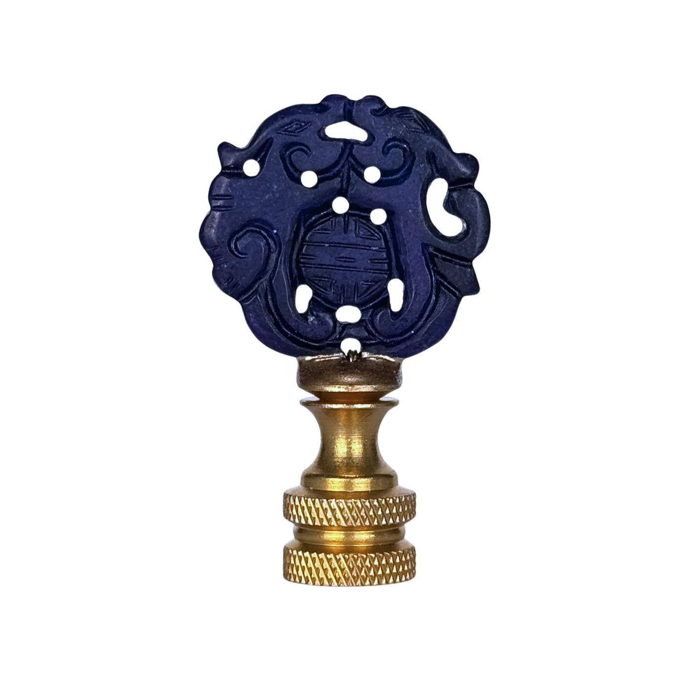 Small Blue Jade Dragons Carved Finial