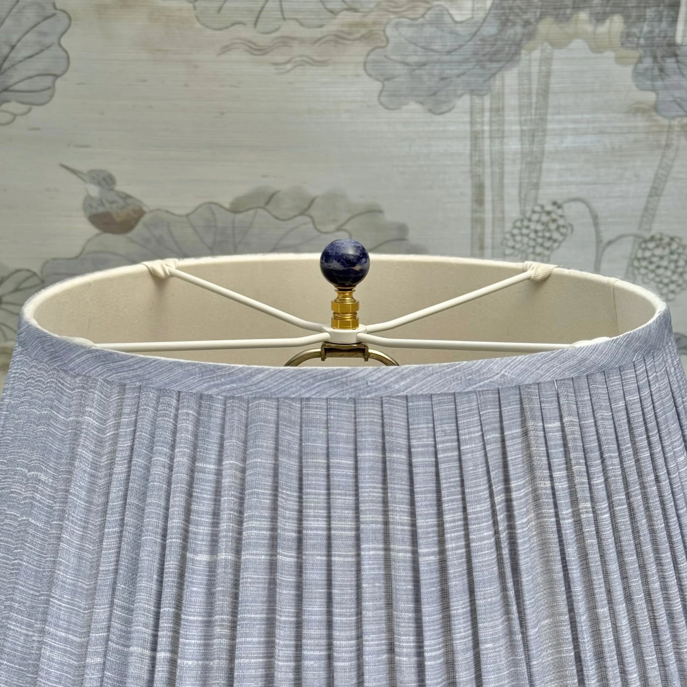 Blue Lines Porcelain Finial Close up