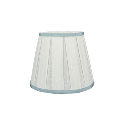 Box Pleat Linen Chandelier Shade with Light Blue Trim