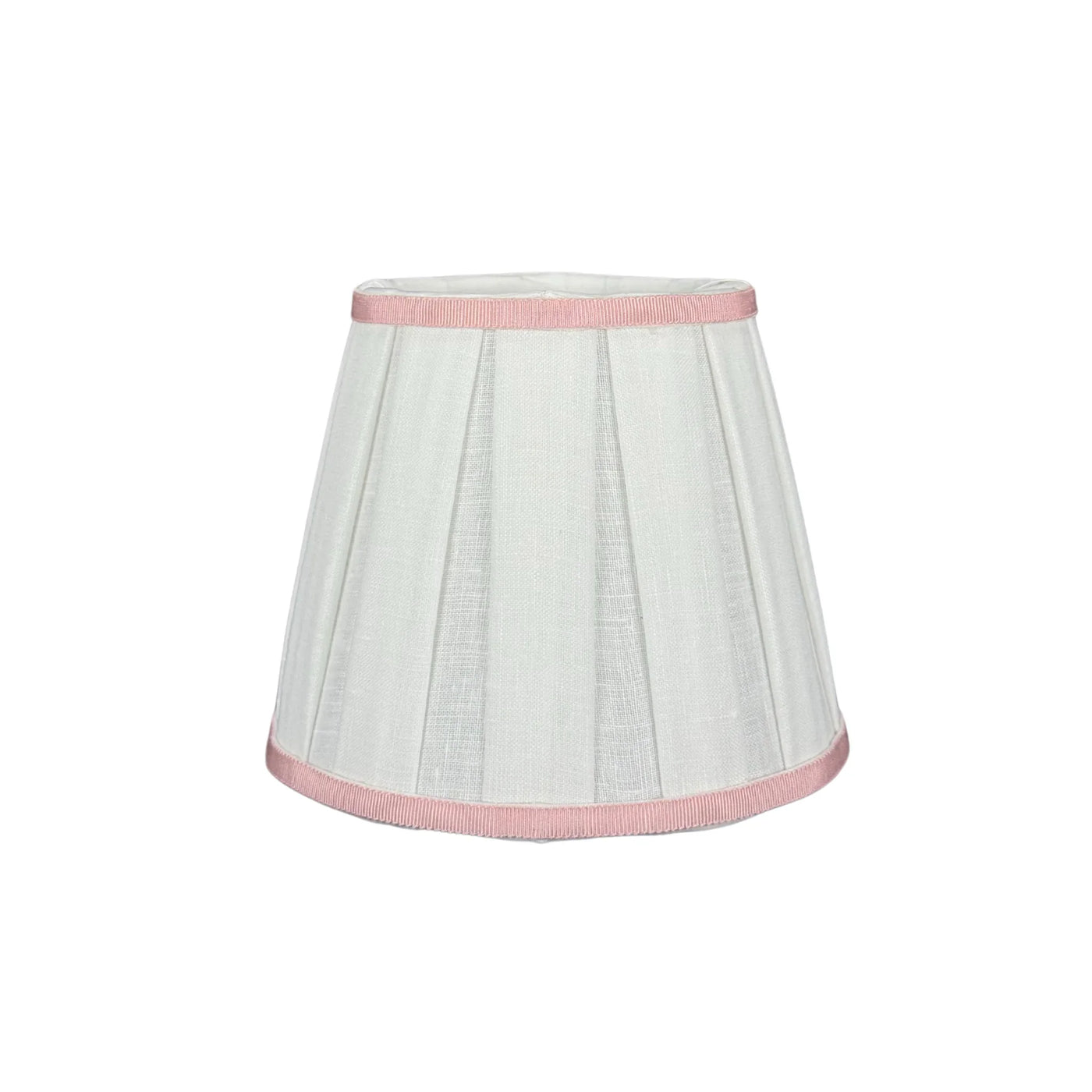 Box Pleat Linen Chandelier Shade with Light Pink Trim hero