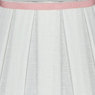 Box Pleat Linen Chandelier Shade with Light Pink Trim Close Up