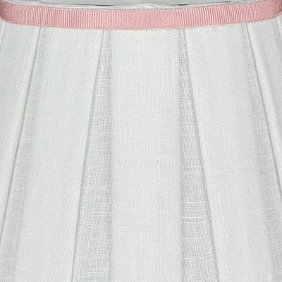 Box Pleat Linen Chandelier Shade with Light Pink Trim Close Up