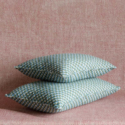 Fermoie Cushion in Green and Blue Ruffle