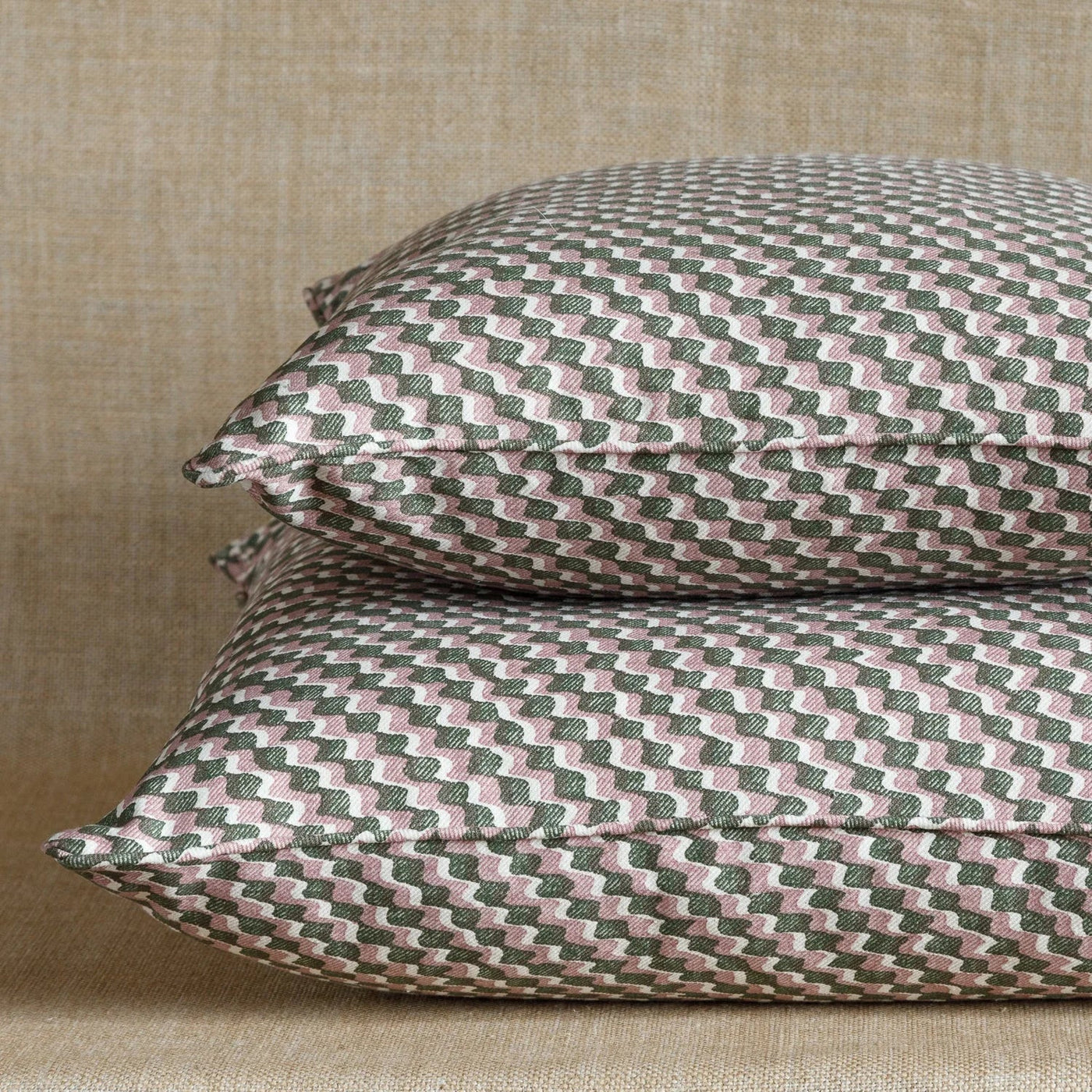 Fermoie Cushion in Green and Pink Ruffle