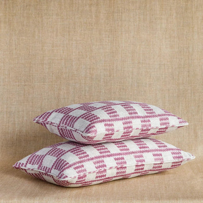 Designer Fermoie cushion stack in Pink Cove fabric linen