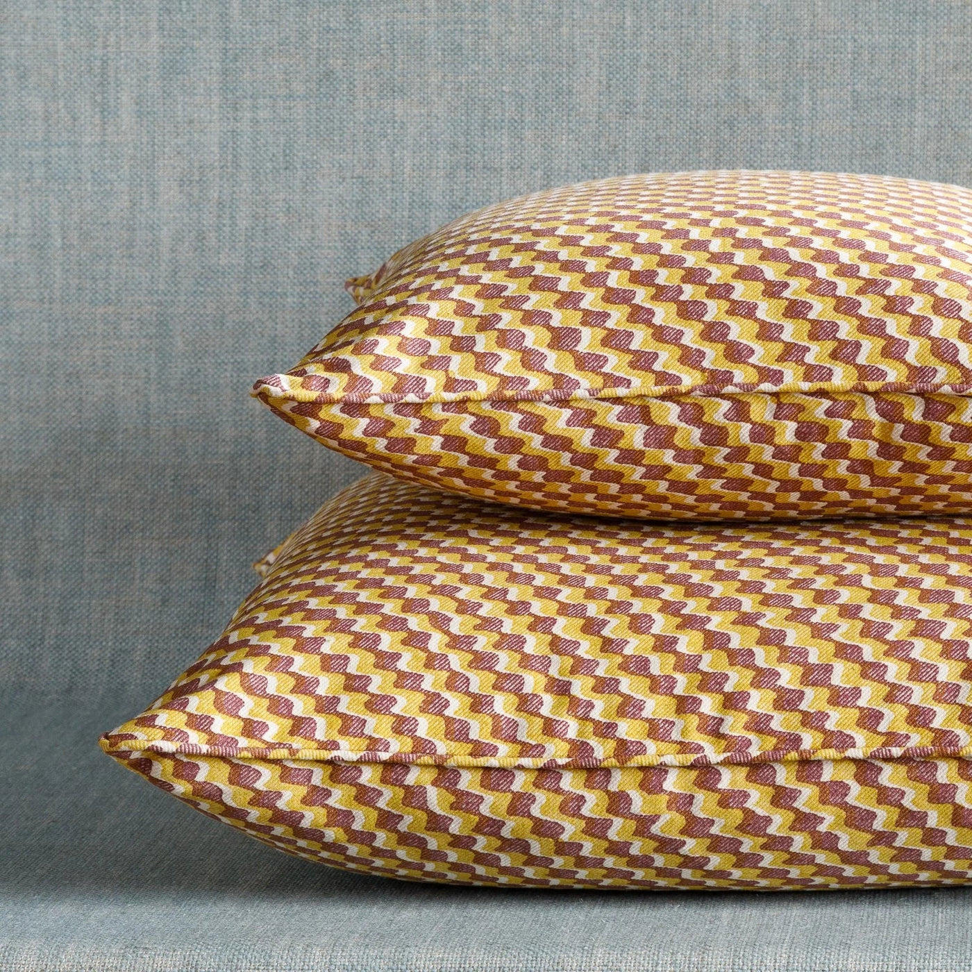 Fermoie Cushion in Yellow and Dark Pink Ruffle