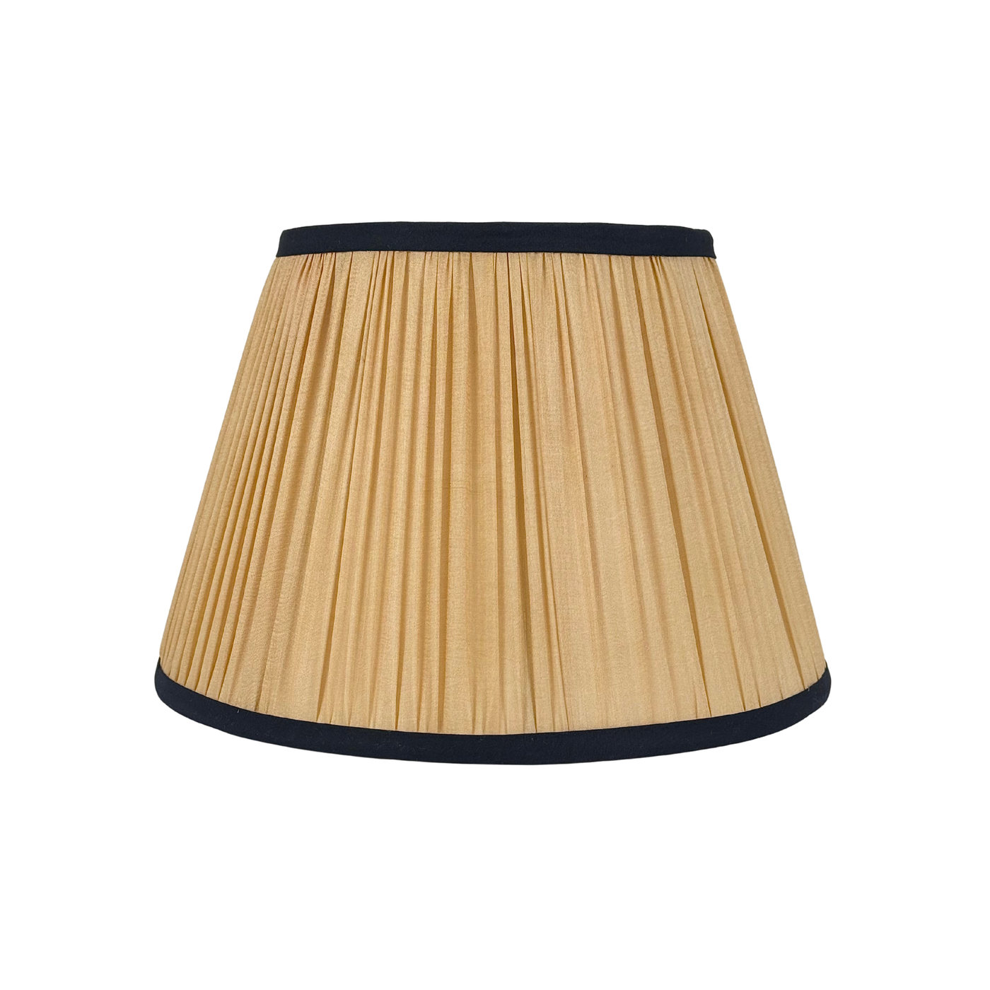 Caramel Sari Lampshade with Navy Silk Trim