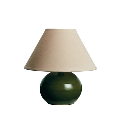 Close up of Charlie Mini Dark Green Porcelain Lamp