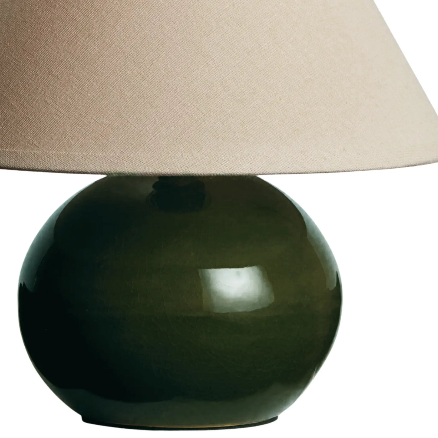 Close up of Charlie Mini Dark Green Porcelain Lamp