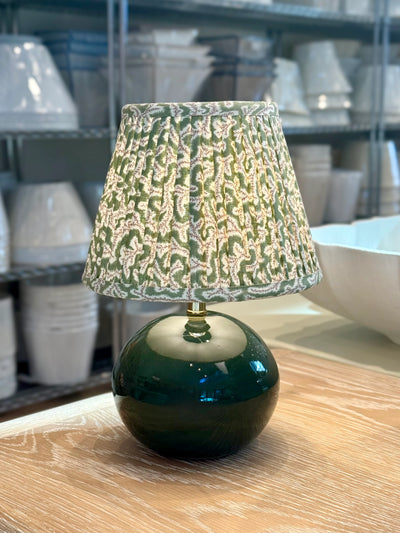 Close up of Charlie Mini Dark Green Porcelain Lamp