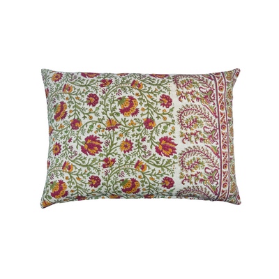 Front view of Chili Mallow Border Pillow 
