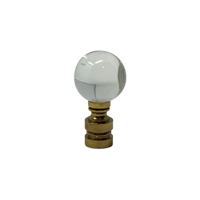 Clear Crystal Ball Finial 25mm Polished Brass 
