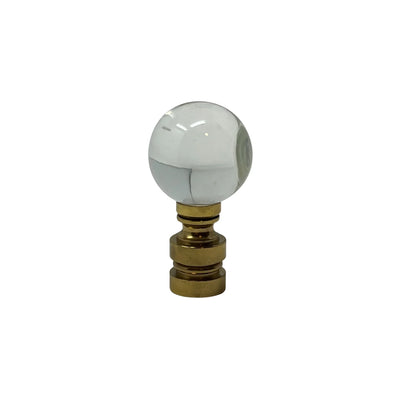 Clear Crystal Ball Finial 25mm Polished Brass 