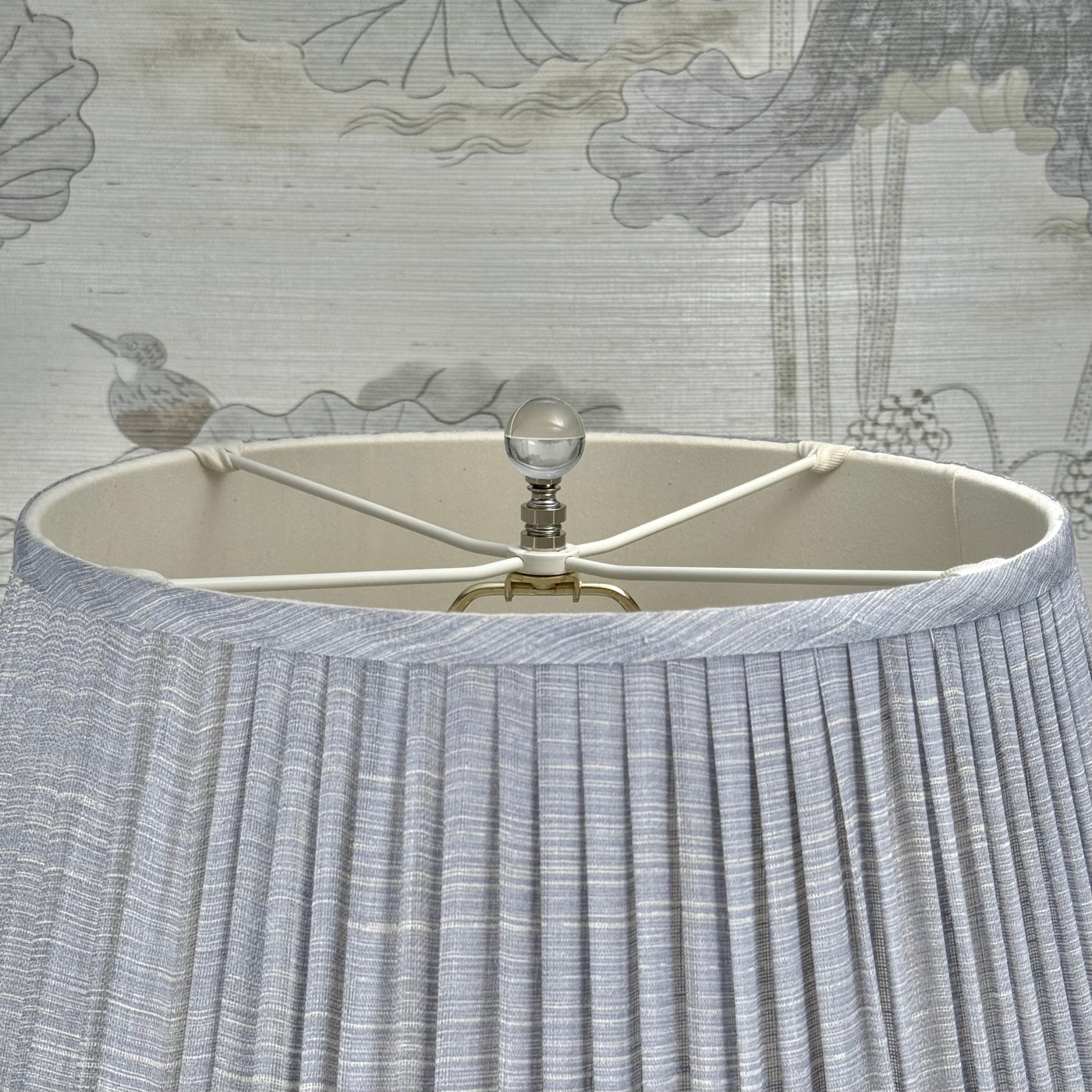 Clear Crystal Ball Finial 25mm Polished Nickel Close Up