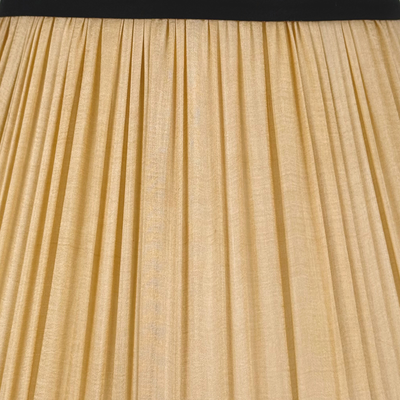 Close up Caramel Sari Lampshade with Navy Silk Trim