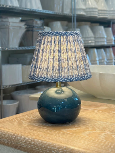 Close up of Charlie Mini Blue Porcelain Lamp