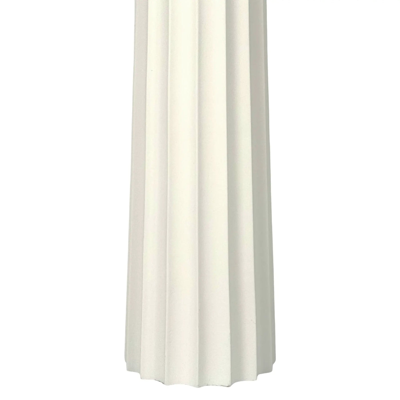 Close Up of Fluted Spire Large Table Lamp in Plaster White