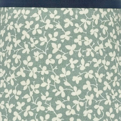 Ian Sanderson Blue Mineral Miss Polly Lampshade with Blue Cadet Trim close up of fabric