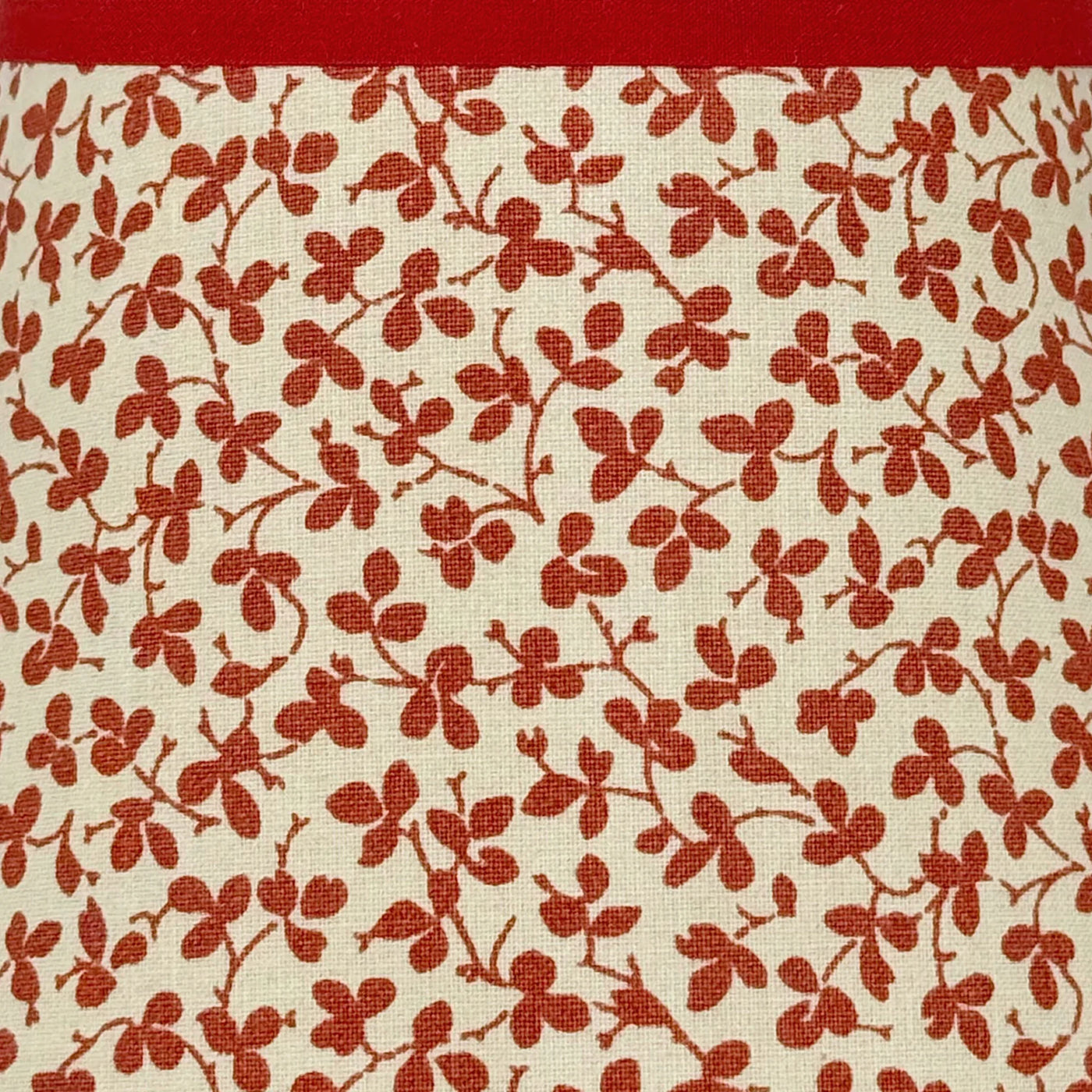 Ian Sanderson Red Persimmon Miss Polly Lampshade with Red Brick Trim close up of fabric