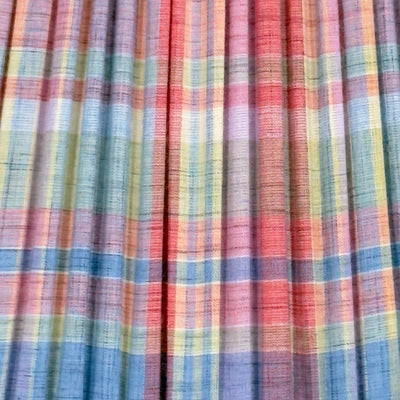 Close Up Red, Blue, Yellow & Green Plaid Lampshade with Grosgrain Trim