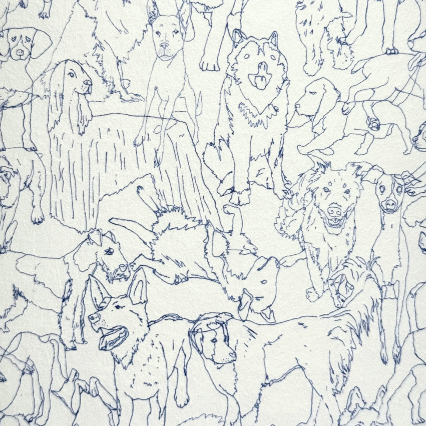 Aux Abris - Friends Blue Dogs on White Wallpaper Lampshade